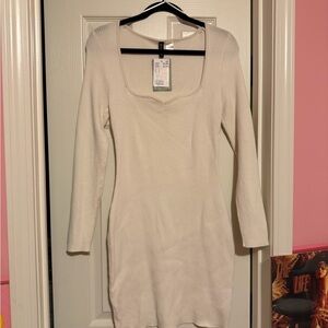 H&M Cream Long Sleeve Dress